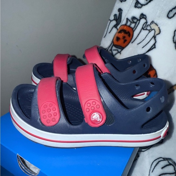 CROCS Kids' Sandals in Navy and Red, Size 10C - Picture 4 of 5